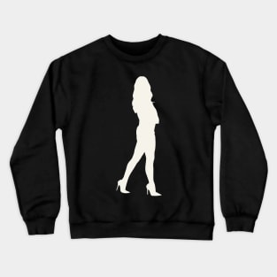 Woman Pop Art White Silhouette Crewneck Sweatshirt